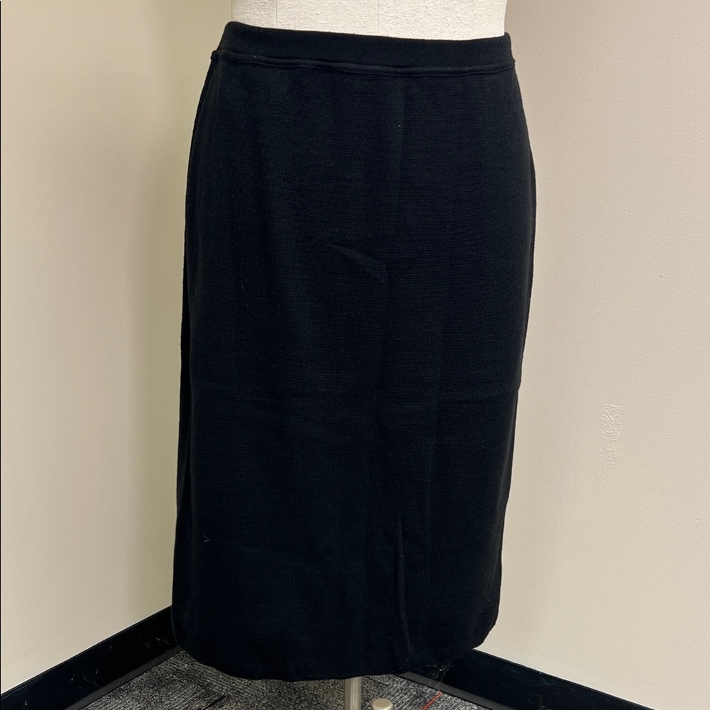 Adolfo Collectibles Wool Blend Black Minimalist Midi Skirt L